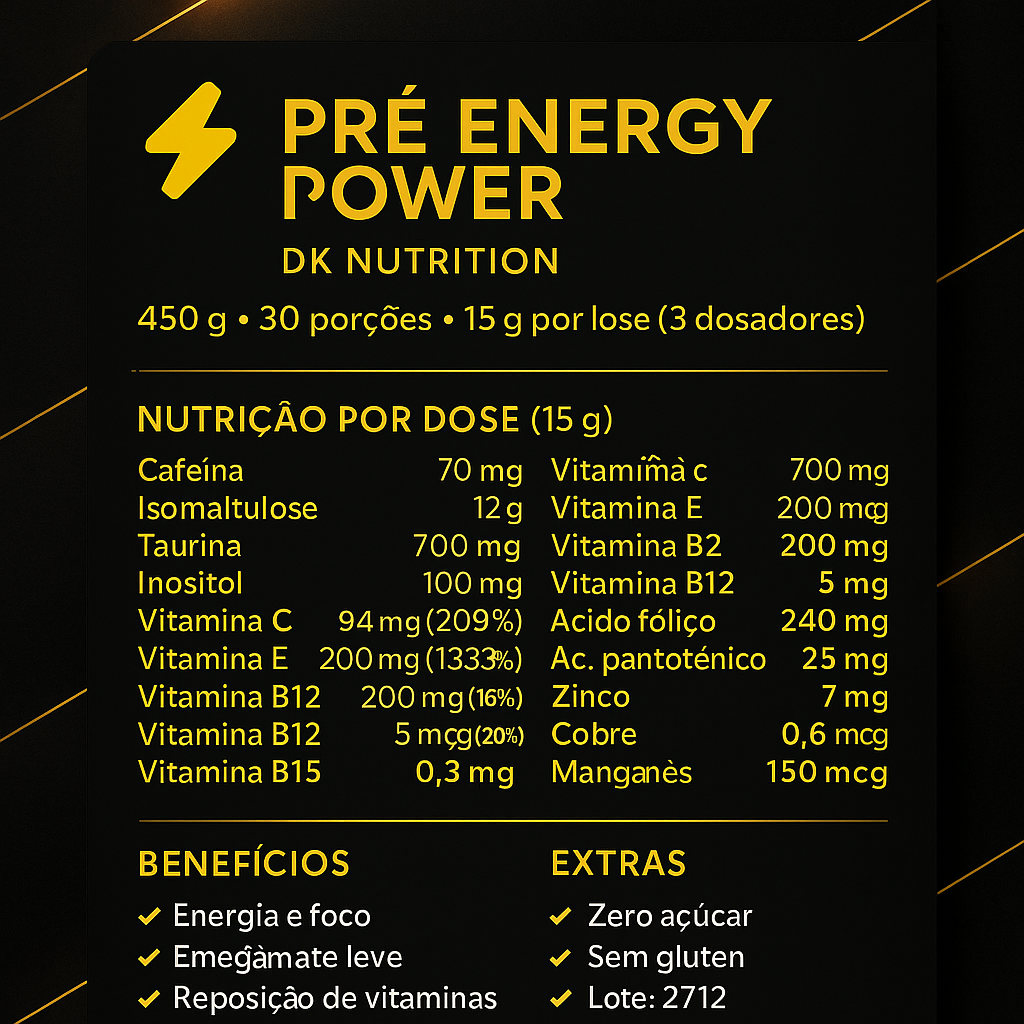 Pre energy POWER sabor limao  450g